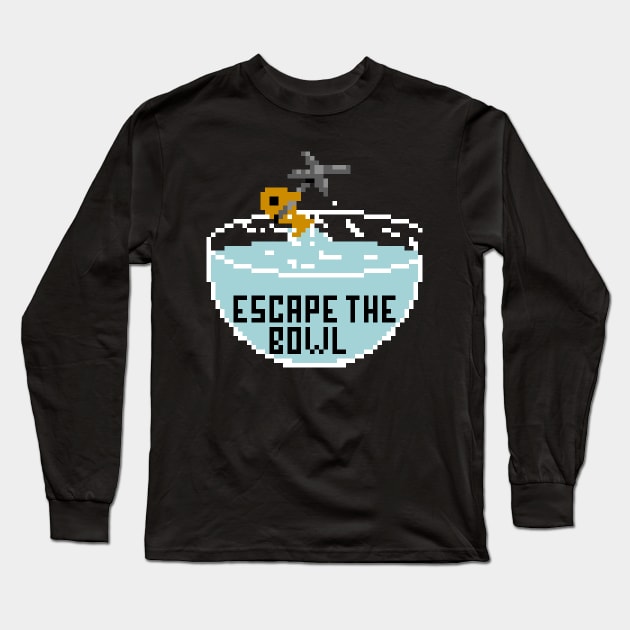 Escape the bowl goldfish pixel Long Sleeve T-Shirt by ManicWax